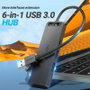 Vention CHVBB Hub USB 3.2 Gen 1 con 6 puertos y lector de tarjetas SD/MicroSD, Negro